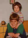 Dino gives Gina a piggyback ride, 1979